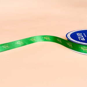 Fita de Cetim, PÁSCOA, Rolo 50mt – Verde/Ouro – 15mm