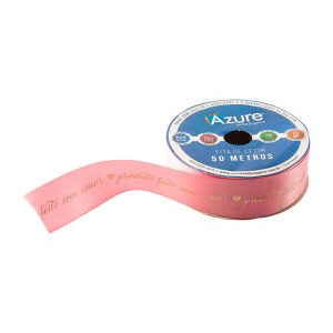 Fita de Cetim Feito Com Amor, Rosa 38 mm – Rolo 50mt