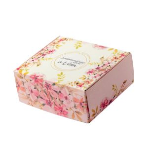 Caixa para Presente, com papel, “P” 14,5x13x6cm – Floral – Pct c/ 25 un