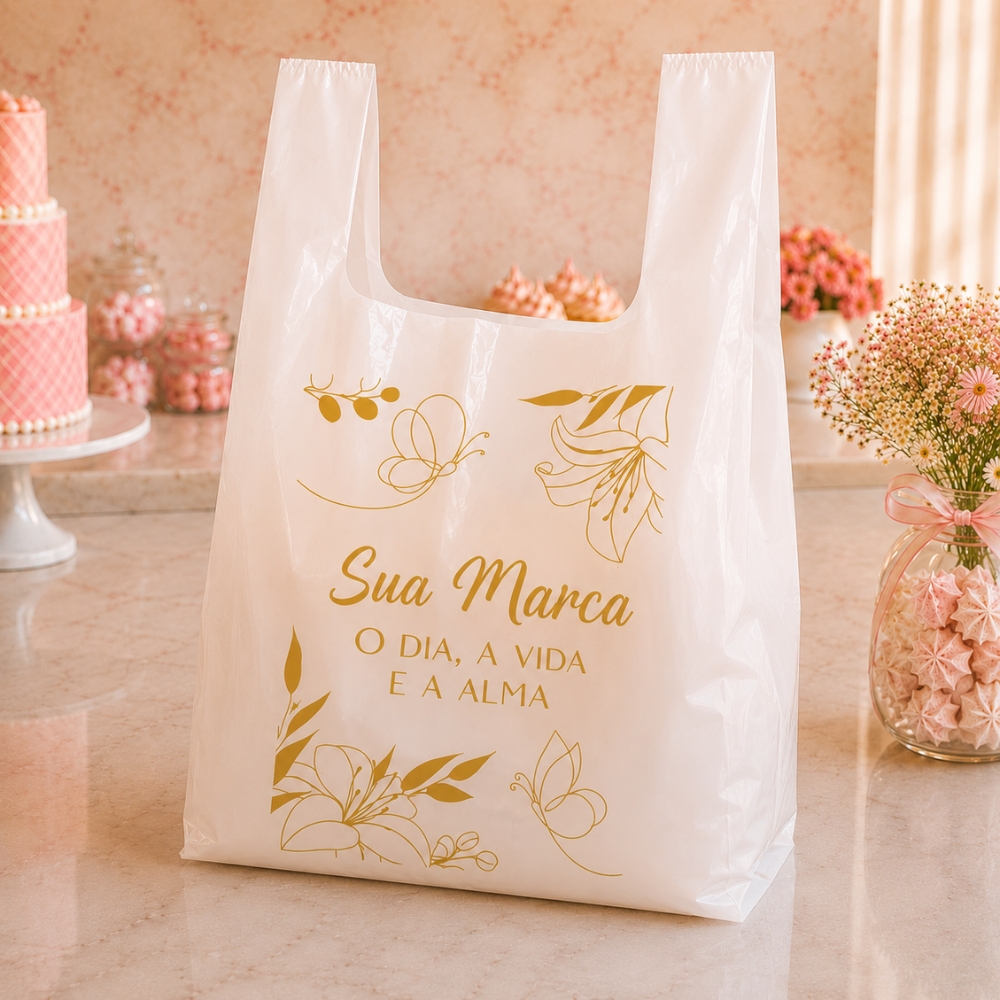 Sacola Plástica Alça Camiseta 50×60 cm Personalizada - Image 2