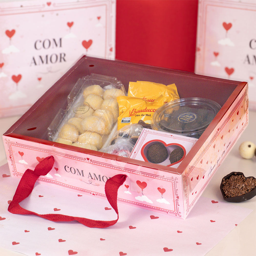 Cesta para kits com alça e tampa, COM AMOR – 5un - Image 4