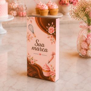 Caixa para Barra de Chocolate Fina sem Visor 7,5x14x1,5 cm Personalizada