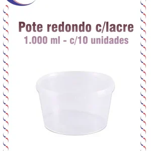 Pote rodondo 1000 ml c/ lacre 10 unidades