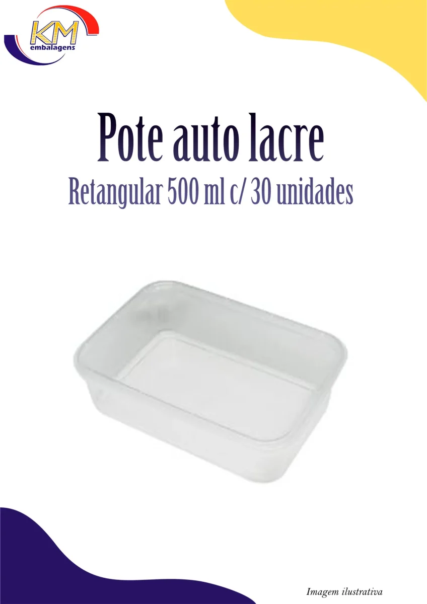 Pote auto lacre retangular 500 ml c/30 unidades