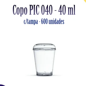 Copo PIC 40 ml c/tampa 600 unidades