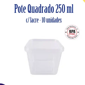 Pote quadrado auto lacre 250 ml c/10 unid.