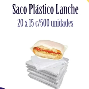 Saco plástico para lanches 20 X 15 c/500 unidades