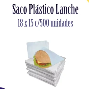 Saco plástico para lanches 18 X 15 c/500 unidades