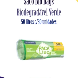 Saco Pack Lixo 50 L Bio Bags Biodegradável Verde c/30 unidades