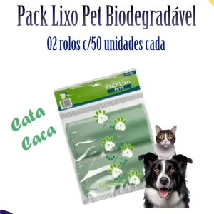 Pack Lixo PET Sacos Cata Caca Biodegradável 02 rolos c/50 unidades cada