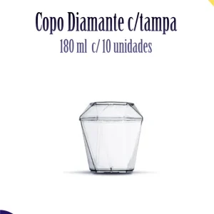 Copo Diamante c/tampa 180 ml c/10 unidades