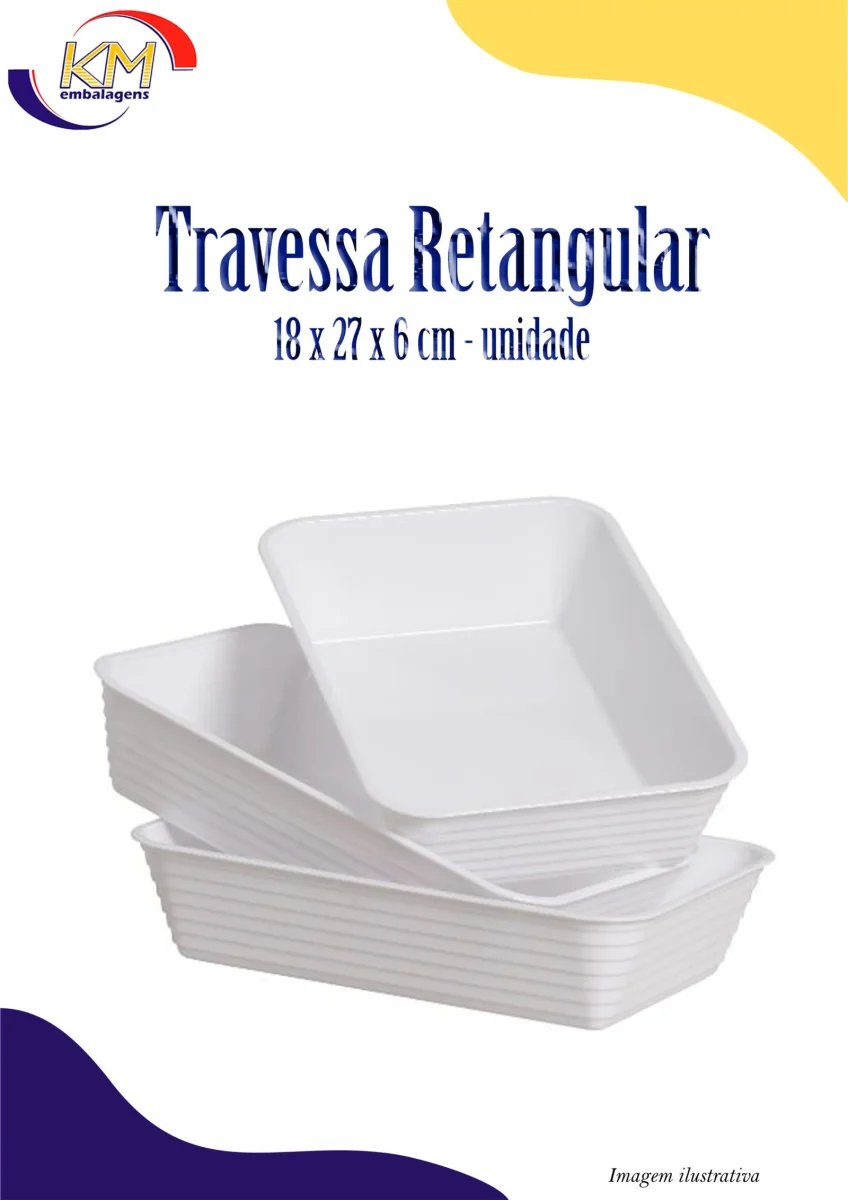 Travessa Retangular Branca unidade - Image 2