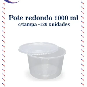 Pote redondo 1.000 ml c/ tampa 120 unidades – G315