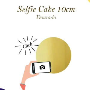 Selfie Cake Acrílico Dourado 10cm unidade