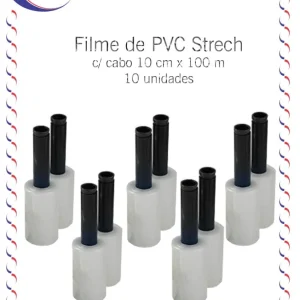 Filme PVC Strech c/ cabo 10 cm x 100 m – 10 unidades