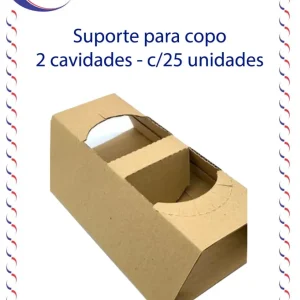Suporte copo de papelão 2 cavidades – c/25 unidades
