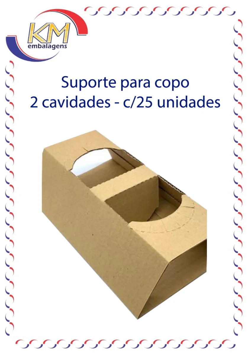 Suporte copo de papelão 2 cavidades – c/25 unidades