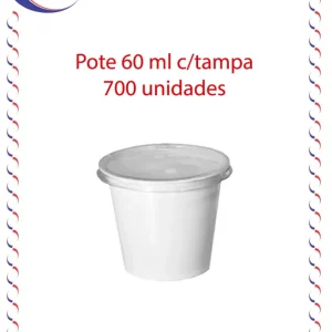 Pote 60 ml c/tampa 700 unidades – atacado