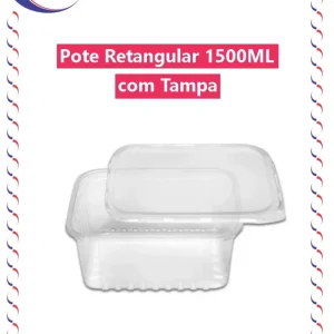 Pote retangular 1500 s/ lacre ml c/ tampa 10 unid – Prafesta