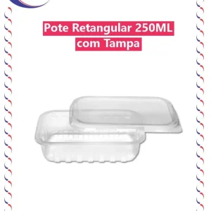 Pote retangular s/lacre  250 ml c/ tampa 24 unid. – Prafesta