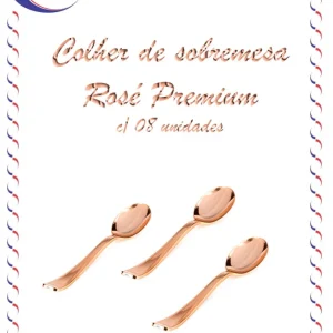 Colher sobremesa Rosé Premium c/ 08 unidades