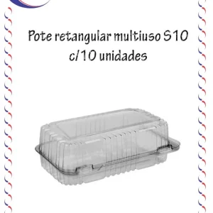 Pote retangular S10 c/ tampa articulada c/10 unidades