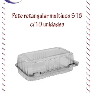 Pote retangular S18 c/ tampa articulada c/10 unidades