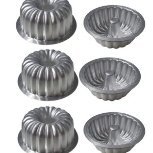 Kit 6 Pçs Mini Forma Bolo (2) Vulcão Pudim Torta Suíça Decorada em Alumínio