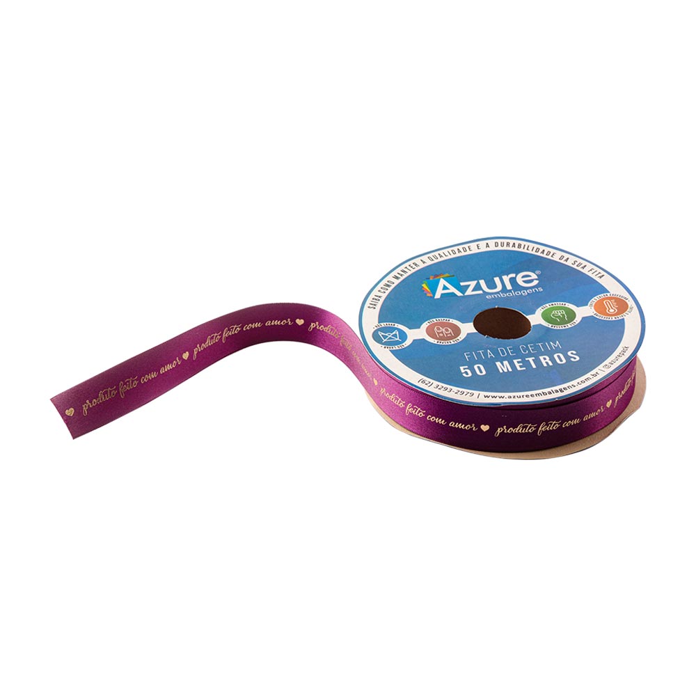 Fita De Cetim Feito Com Amor, Violeta 22 Mm – Rolo 50mt - Image 2