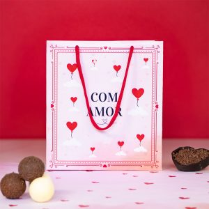 Sacola de papel para Presente P, COM AMOR – 10un