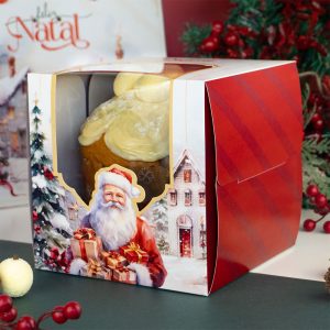 Caixa para Panetone/Chocotone Com Visor Amplo, Vila Noel – 10un