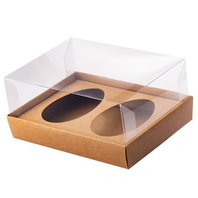 Embalagem para 2 Ovos de Colher 250gr, Tampa 10cm, Kraft – 10un - Image 3