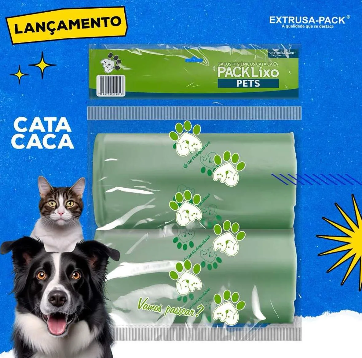 Pack Lixo PET Sacos Cata Caca Biodegradável 02 rolos c/50 unidades cada - Image 3